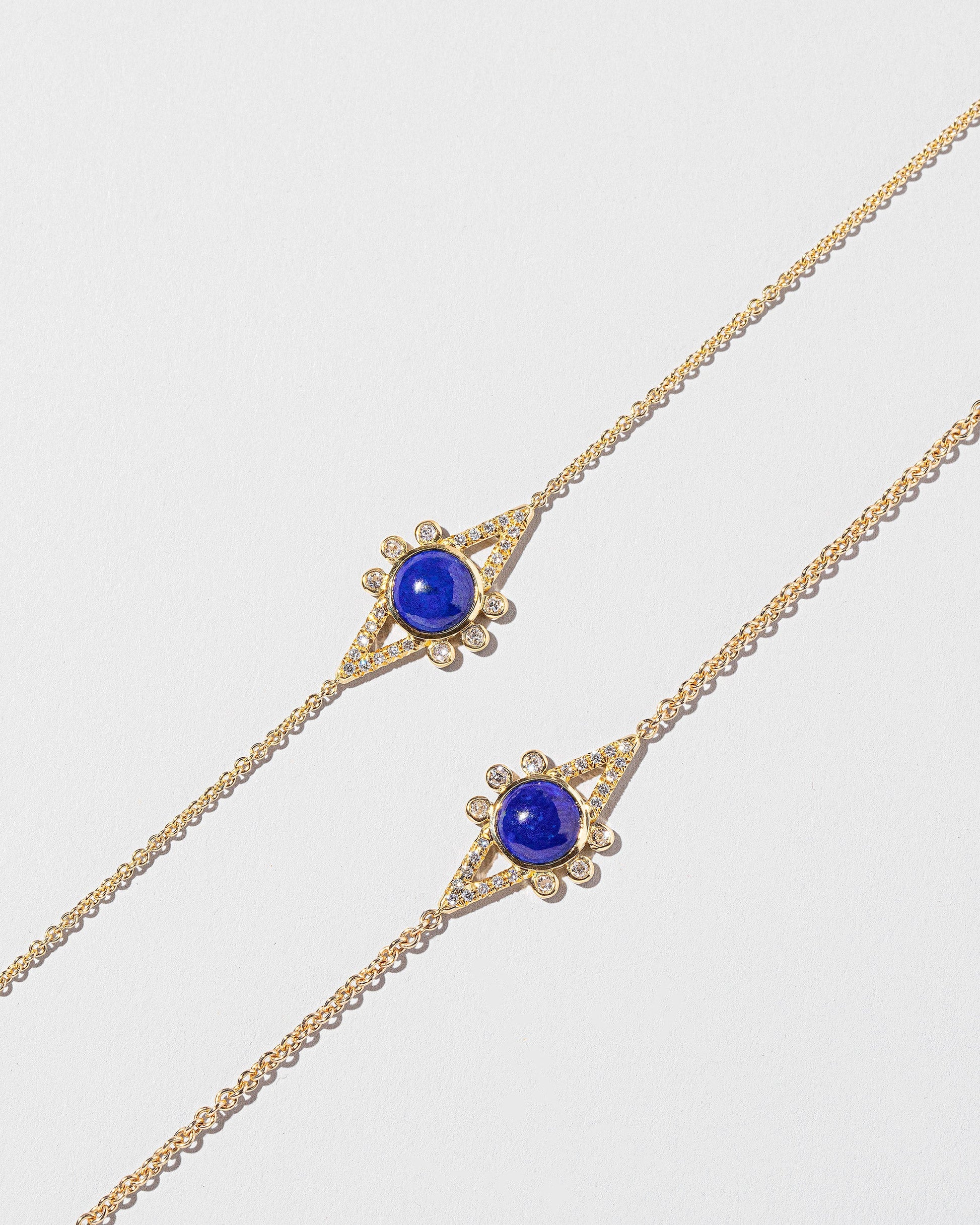  Lapis & Diamond Eye Bracelet on light color background.