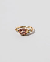  Garnet & Diamond Ring on light color background.