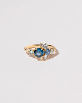  Montana Sapphire Crescent Ring on light color background.