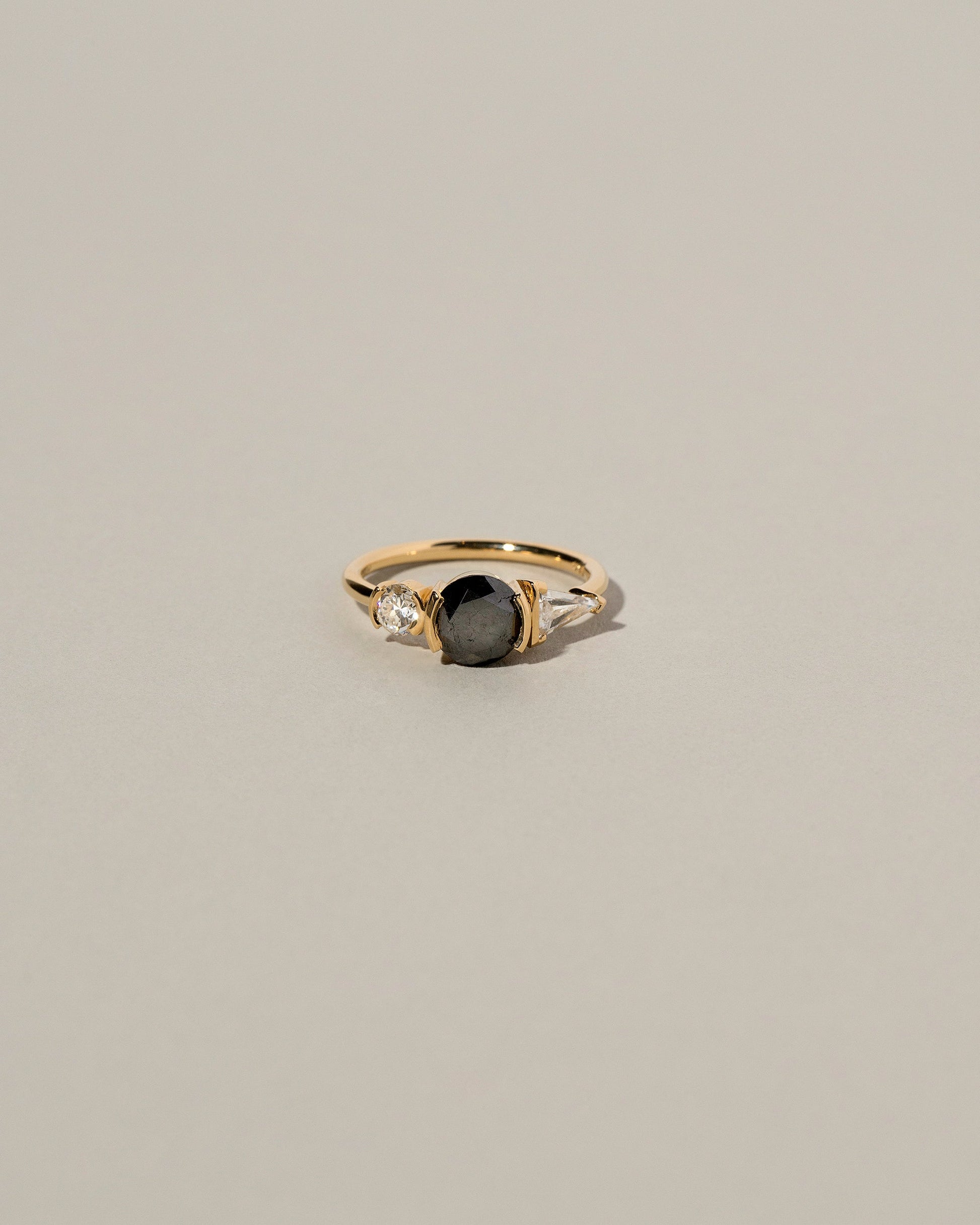  Black and White Diamond Ring on light color background.