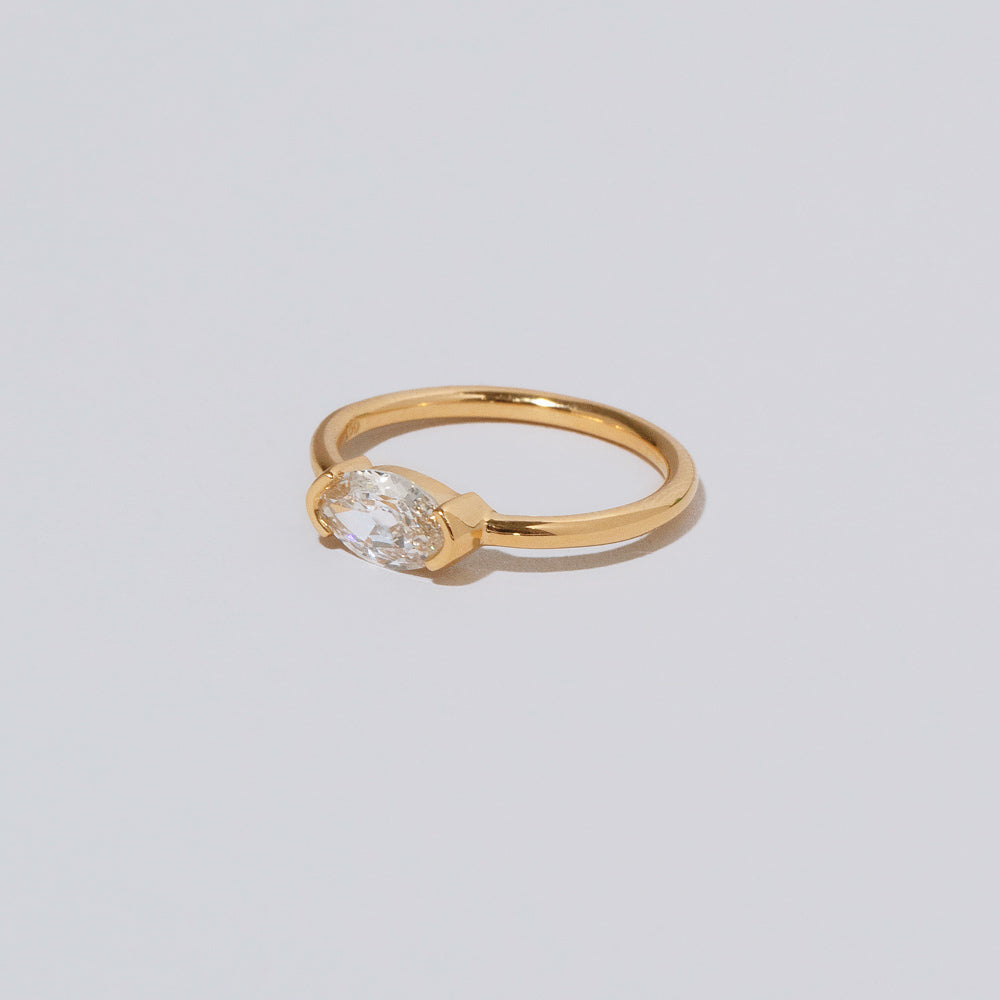 product_details::Closeup details of the De Coté Ring on light color background.