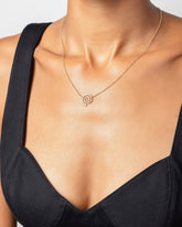 Full White Diamond Spiral Necklace on model.