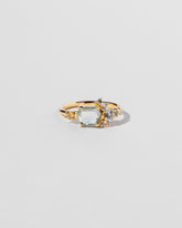  Hexagonal Slice Sapphire Cluster Ring on light color background.