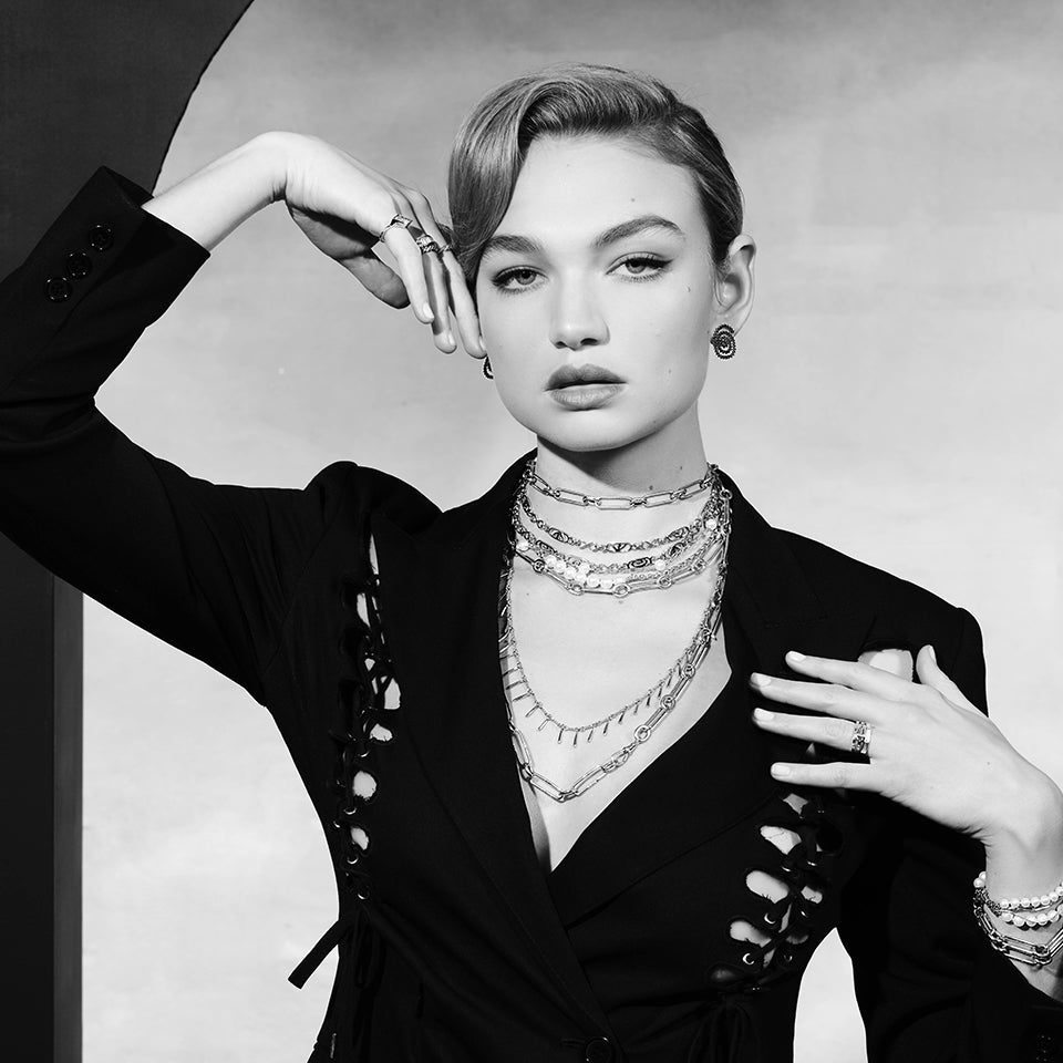 product_details::Styled image featuring jewelry from the Commitments Collection.